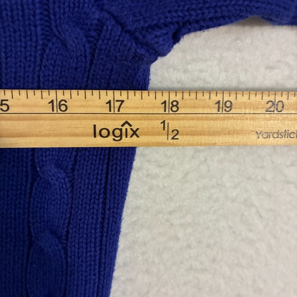 Ralph Lauren Sport Cable Knit Sweater Women Size S Logo V Neck Preppy Academia - Picture 7 of 9